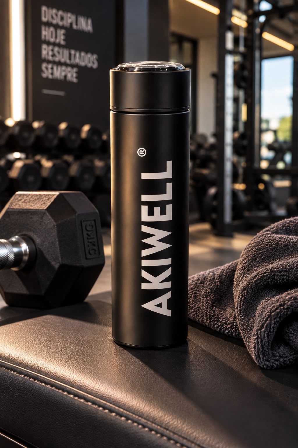 Garrafa Térmica Akiwell 500ml Aço Inox com Visor Led