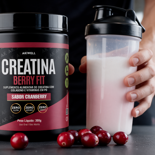 Creatina Berry Fit 300g + Colágeno + Ácido Hialurônico + Vitaminas- Sabor Cranberry