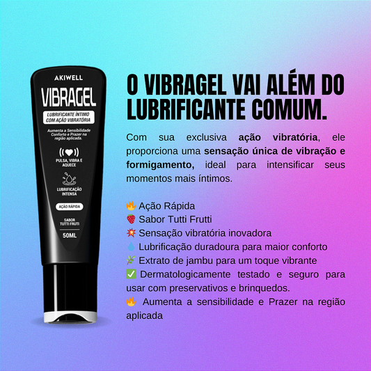 VibraGel 50ml Lubrificante Íntimo Ação Vibratória Sabor Tutti Frutti