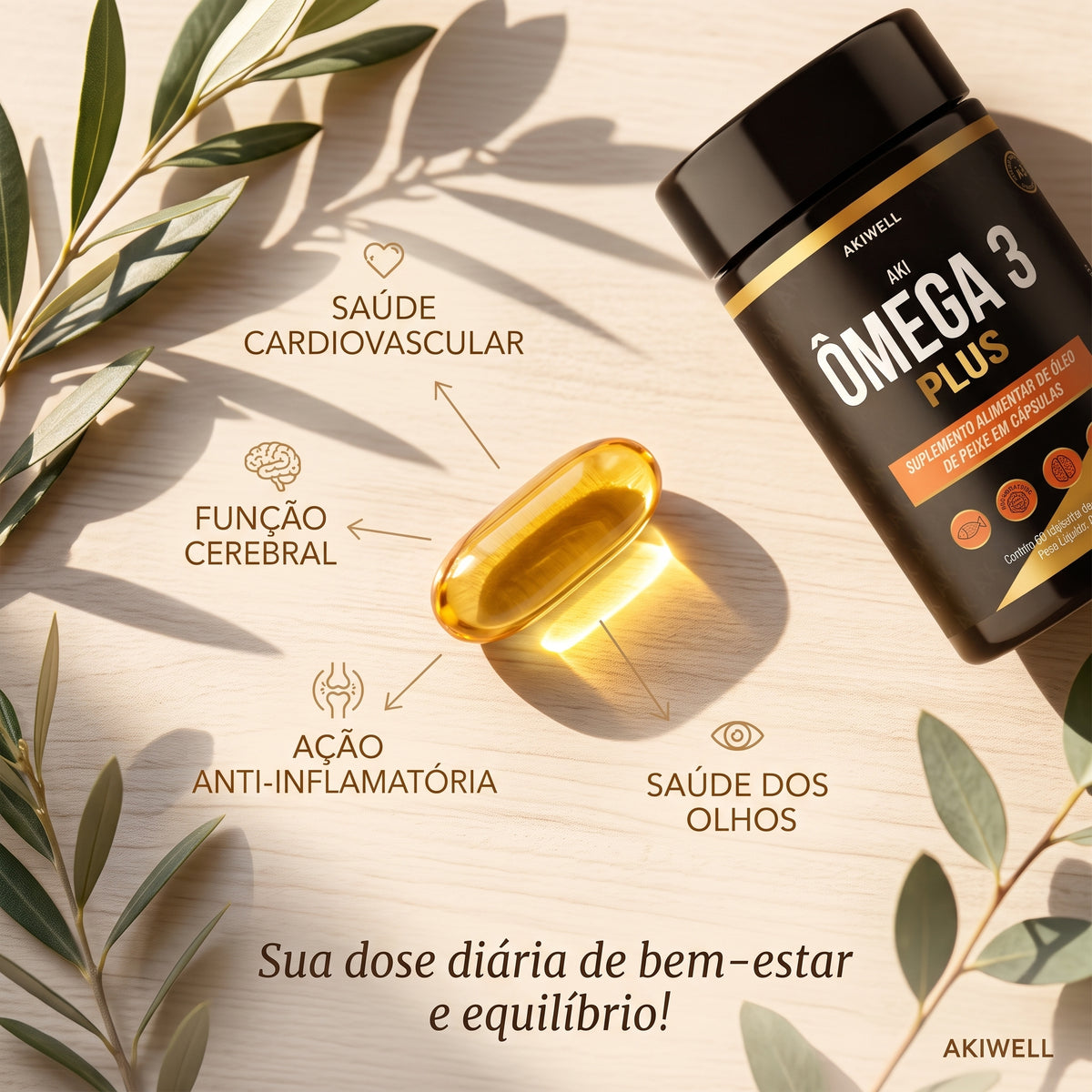 Aki Ômega 3 Plus - 60 cápsulas de 1.000mg