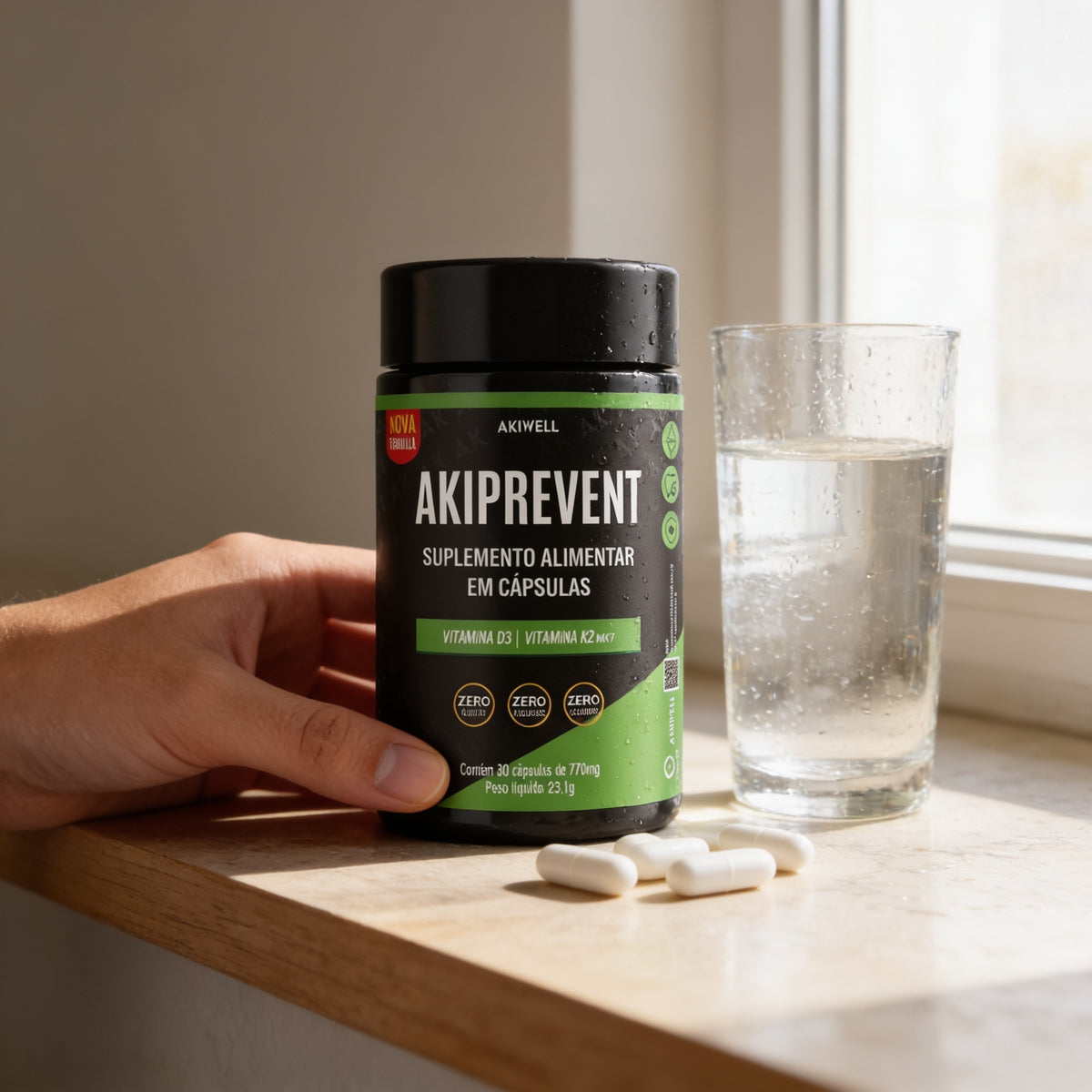 Akiprevent - Vitamina D3 + K2 MK7 Nova Fórmula