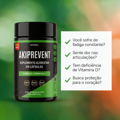 Akiprevent - Vitamina D3 + K2 MK7 Nova Fórmula