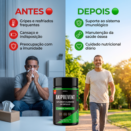 Akiprevent - Vitamina D3 + K2 MK7 Nova Fórmula
